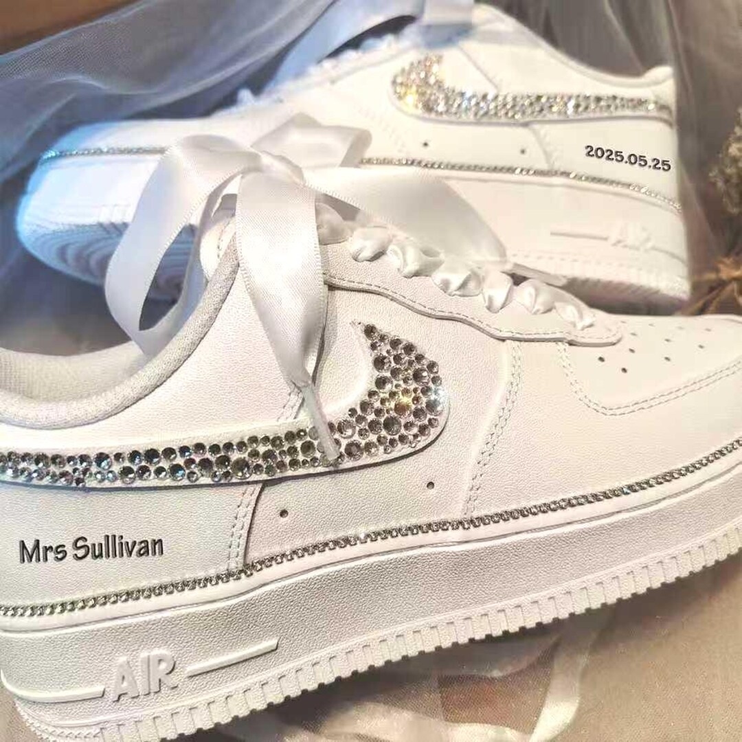 Custom Wedding Bride Sneakers / Personalized Air Force One Unique ...