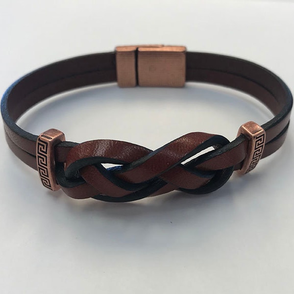 Double Ribbon Leather Cancer Bracelet