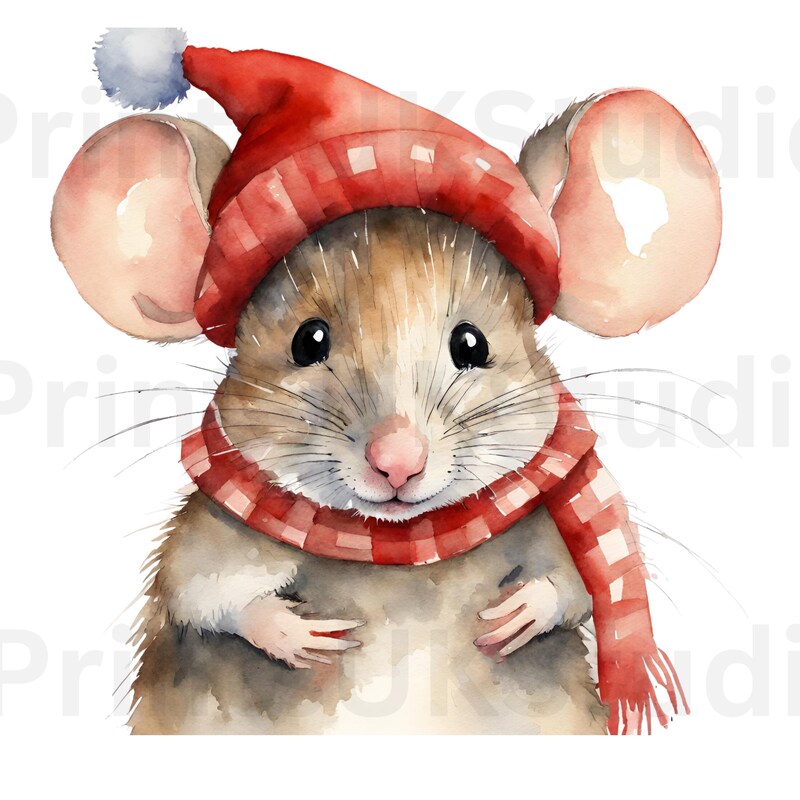 Christmas Mouse Clipart - Etsy