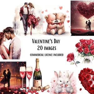 Clipart de Dia dos Namorados, 20 imagens PNG de fundo transparente de alta qualidade, download instantâneo para uso comercial, amor, noivado, casais