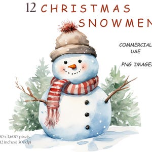 Pupazzo di neve Clipart 12 Sfondo trasparente di alta qualità PNG Pupazzi di neve di Natale Creazione di biglietti Artigianato Sublimazione Design per magliette Adesivo Cricut