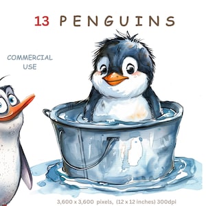 Imágenes prediseñadas de pingüinos, imágenes prediseñadas de pingüinos de Navidad, fondo transparente, uso comercial, sublimación de fabricación de tarjetas, elaboración de diarios basura