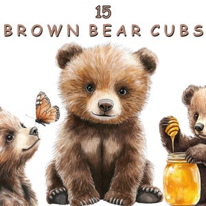 Bear Clipart, Cute Bear, Card Making Clipart Scrapbooking PNG Junk Journal, Nursery Teddy Bear Images for Paper Craft Projects, Commercial