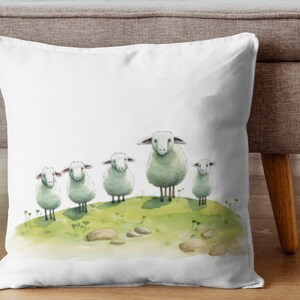 Clipart Sheep, 12 Watercolour Images of Cartoon Sheep and Spring Lambs Digital PNG with a Transparent Background, Commercial Use.