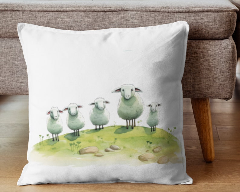 Clipart Sheep, 12 Watercolour Images of Cartoon Sheep and Spring Lambs Digital PNG with a Transparent Background, Commercial Use.