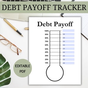 Debt Payoff Tracker, Debt Payment Tracker, Debt Tracker, Debt Payoff, Debt Snowball, Debt Free Chart, Debt Thermometer, Goal Printable