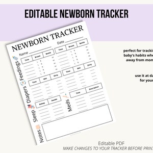 Newborn Tracker Printable, Daily Baby Log, Caregiver Log, Nanny Log ...