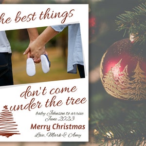Pregnancy Announcement Photo Christmas Card Template | Pregnant Christmas | Photo Holiday Card | Editable Christmas Card