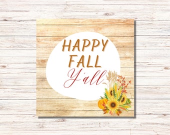 Happy Fall Yall Cookies Tags, Printable Cookie Tag, Cookie Packaging, Cookie Card, Cookie Gift Tag, Fall Gift Tags, Fall Favor Tags