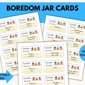 Cartões de jarro entediado, ideia do Boredom Buster, cartões de atividades para impressão, atividades de férias de verão para crianças, ideias para estou entediado, ideias para crianças entediadas