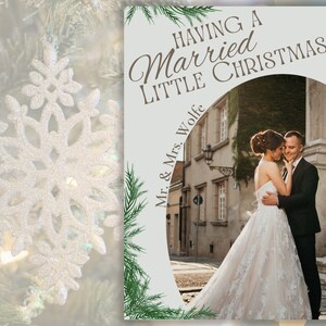 Foto Weihnachtskarten Vorlage | Brautpaar Weihnachtskarte | Just Married Weihnachtskarte | Mr Mrs Christmas | Unser erstes Weihnachten