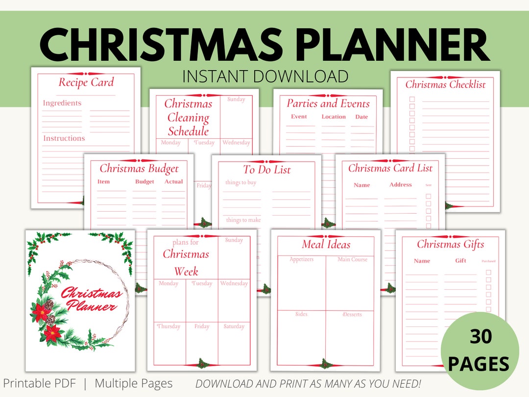 Christmas Planner Printable Christmas Organizer Christmas Planning Holiday Planner Holiday Meal
