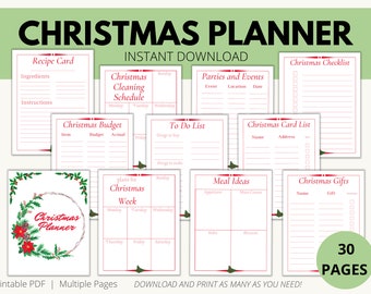 Christmas Planner Printable | Christmas Organizer | Christmas Planning | Holiday Planner | Holiday Meal Planner | Christmas Binder