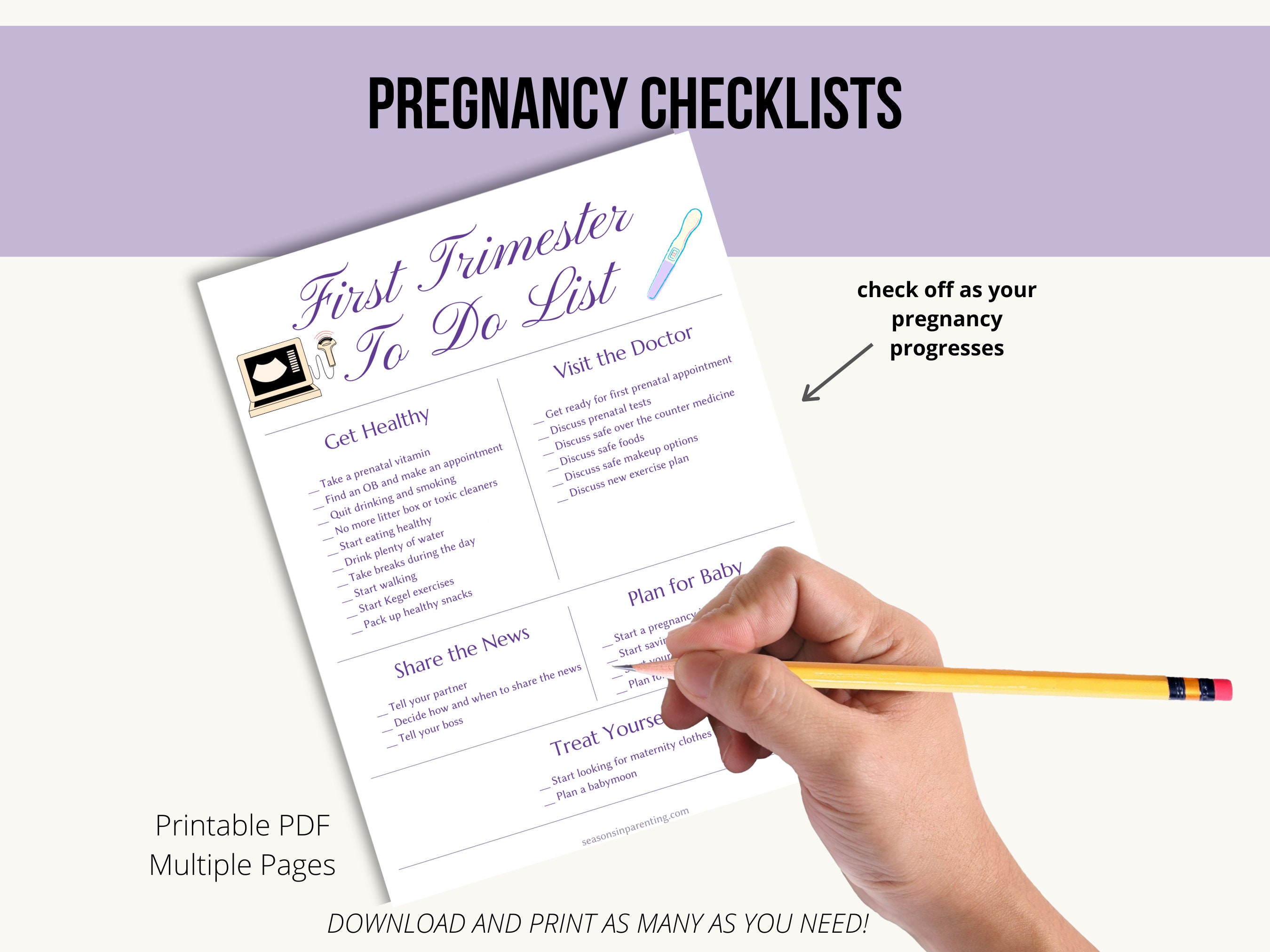 Pregnancy Checklists, First Trimester to Do List, Second Trimester to ...