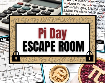 Pi Day Escape Room for Kids, Printable Escape Room Kit, Escape Room at Home, Pi Day Party, Pi Day Game, Family Game Night, Teacher Resources