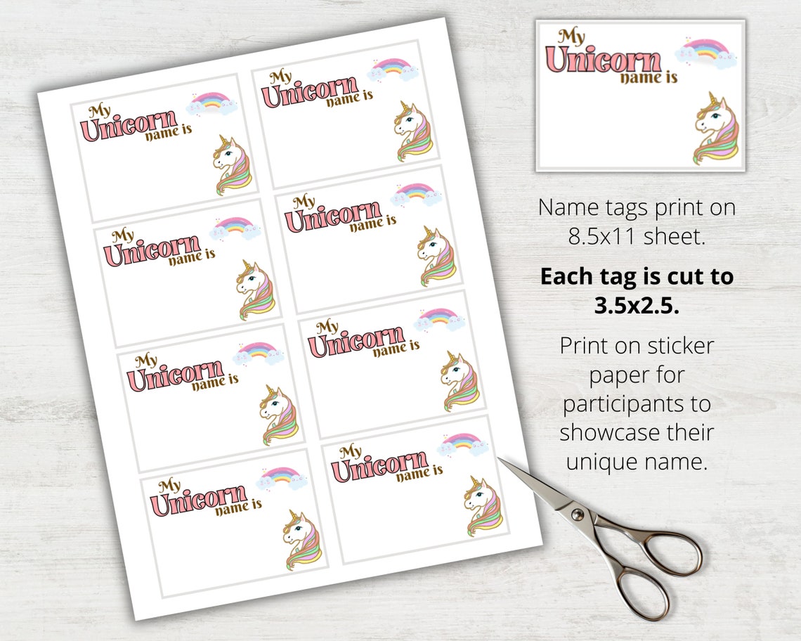 Unicorn Name Game Printable, What's Your Unicorn Name Game, Name ...