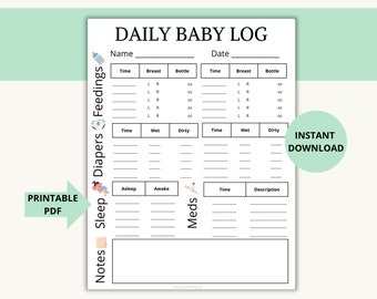 Baby Care Tracker, Newborn Tracker Report, Daily Baby Log, Caregiver Log, Infant Daily Report, Feeding Log, Diaper Log, Sleeping Log