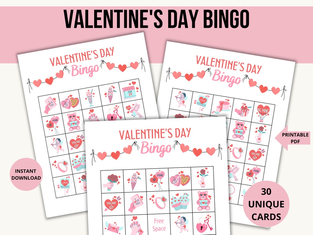 Printable Valentines Day Bingo Cards Valentine Games Kids Galentines Day Games Valentines