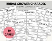 Wedding Charades for Adults, 80 Bridal Shower Charades Cards, Bridal Shower Game, Wedding Shower Game, Bachelorette Game, Bridal Party Games