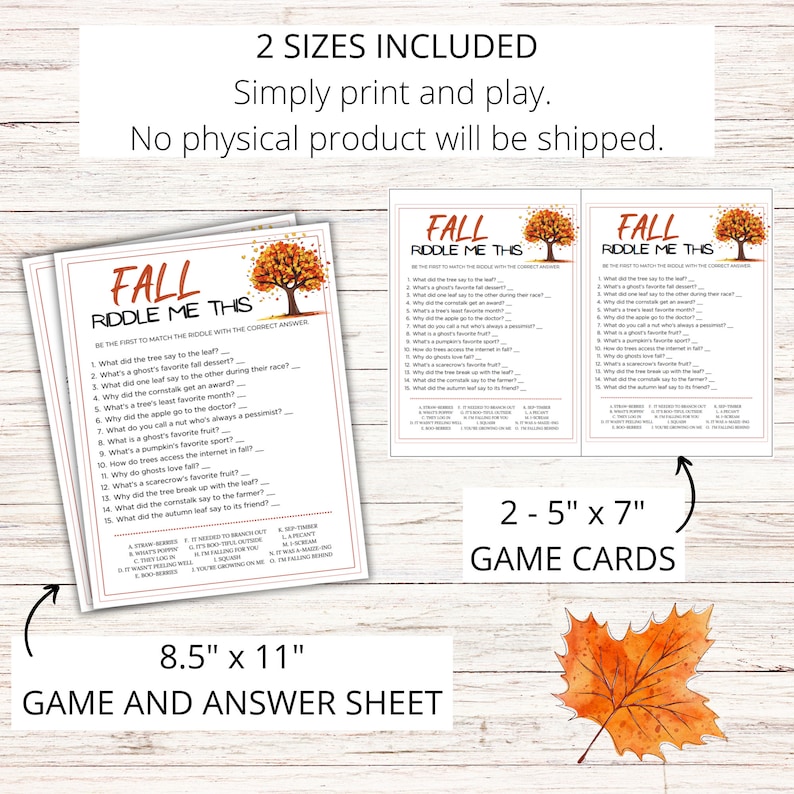 Fall Riddles Printable Fall Riddle Me This, Fall Riddles, Fall Games, Fall Party Game, Fall ...