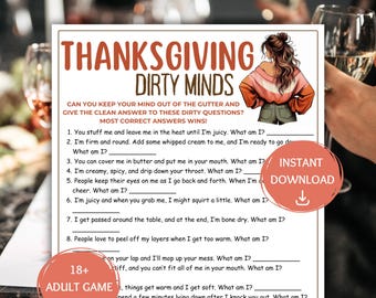 Dirty Minds Game, Thanksgiving Games, Friendsgiving Games, Ladies Night Games, Couple Game, Drinking Game, Bachelorette Game, Dirty Riddles