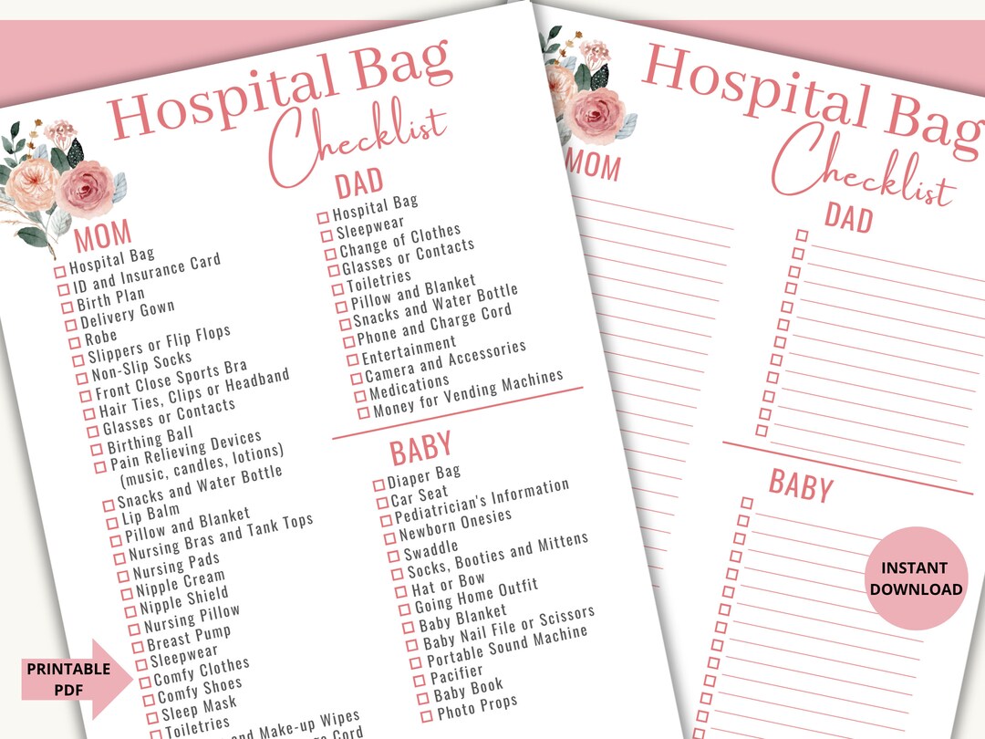 Hospital Bag Checklist Labor and Delivery Checklist Hospital - Etsy