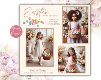 Easter Mini Session Photography Template, Marketing Template for Photography Session, Spring Mini Session, Minis Template, CANVA TEMPLATE