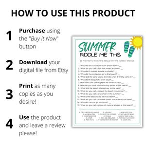 Summer Riddle Me This Game, Summer Riddles, Summer Activities, Summer ...