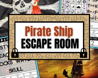 Pirate Ship Escape Room for Kids, Printable Escape Room Kit, Escape Room at Home, Pirate Birthday, Halloween Party Game, Family Game Night