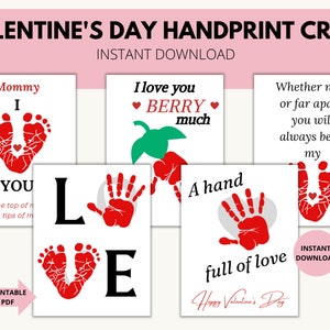 Valentine&#39;s Day Handprint Crafts, Handprint Keepsake, Baby Handprint Art, Baby Footprint Art, Handprint Gift, Baby Footprint Gift