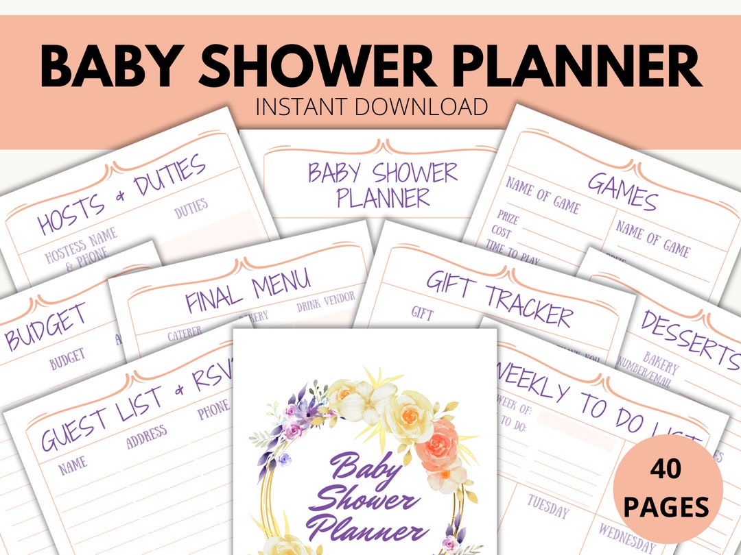Baby Shower Planner, Baby Shower Schedule, Event Planner, Baby Shower Bundle, Garden Baby Shower