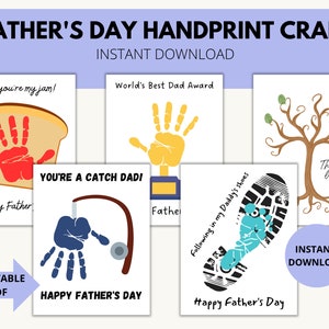 Happy Father&#39;s Day Handprint Art, Handprint Craft, First Father&#39;s Day, Stepdad Father&#39;s Day, 1st Father&#39;s Day Gift, Kids Handprints