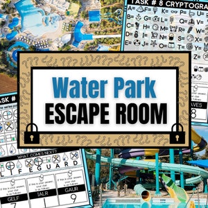 Water Park Escape Room for Kids, Printable Escape Room Kit, Escape Room at Home, Birthday Party Games, Sleepover Games, Family Game Night