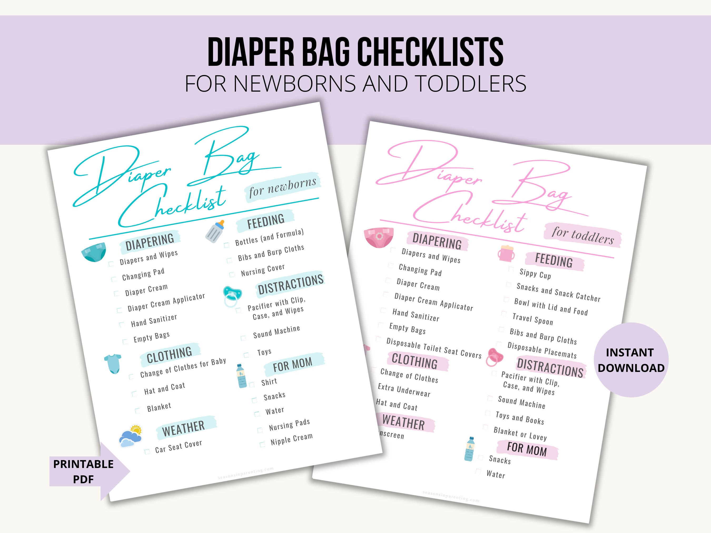 Diaper Bag Checklist for Newborn and Toddler Diaper Bag Etsy