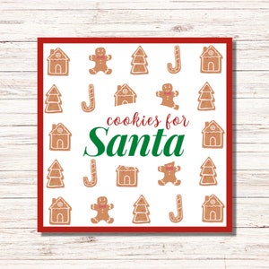 Cookies for Santa, Santa Tag, Christmas Cookie Tag, Printable Cookie Tag, Cookie Tags, Cookie Packaging, Cookie Card, Cookie Gift Tag