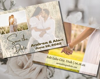 Doppelseitige Save the Date Vorlage | Foto Save the Date | Benutzerdefinierte Save the Date | Elegant Save the Date | Bearbeitbare Vorlage | Hochzeit