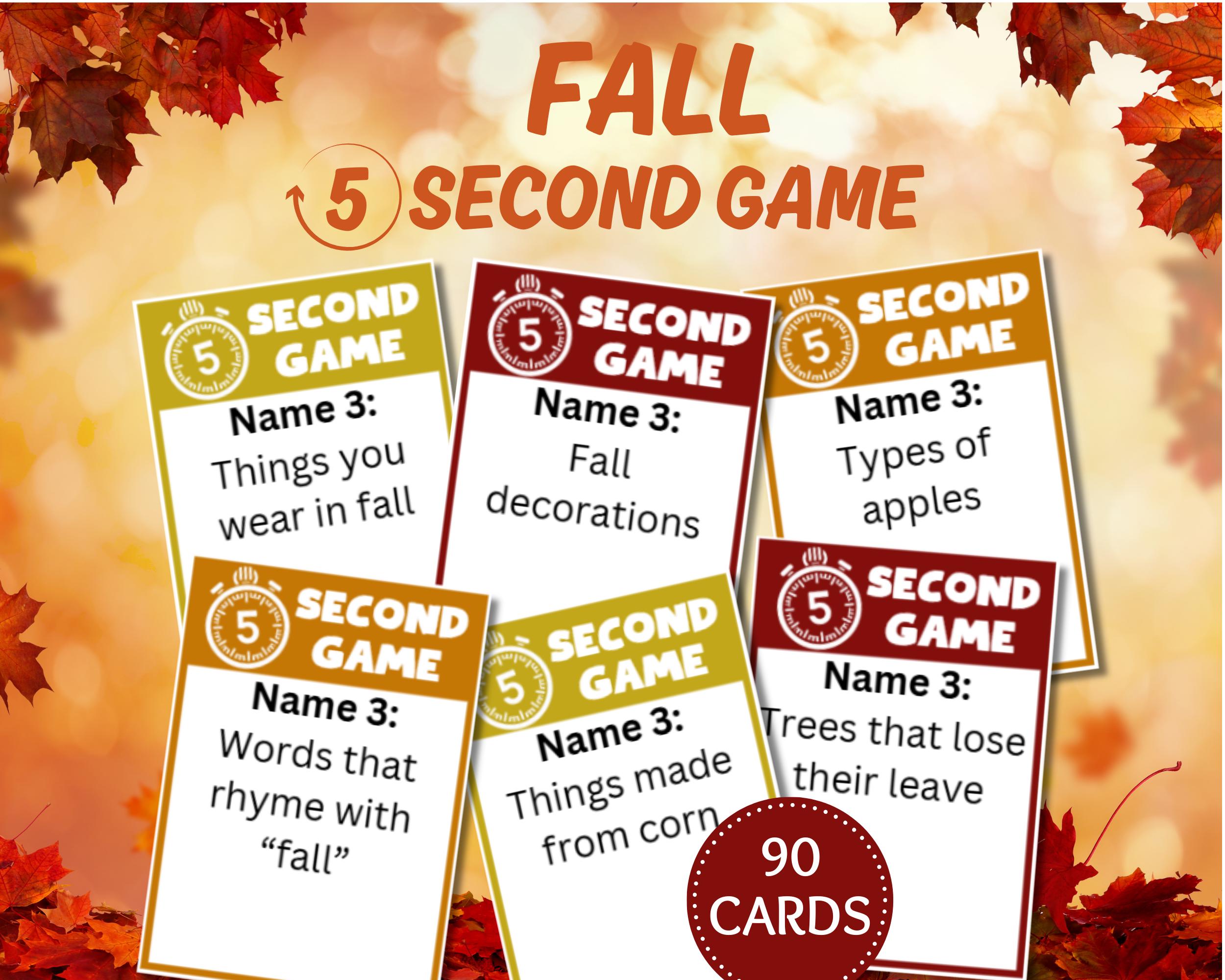 Fall Gme Fall 5 Second Game, Think Fast Game, Fall Party Games, Icebreaker Games ...