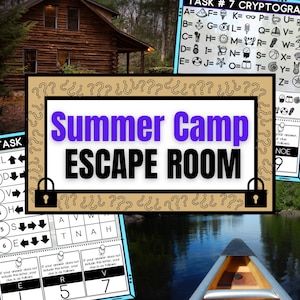 Summer Camp Escape Room for Kids, Printable Escape Room Kit, Escape Room at Home, Birthday Party Games, Sleepover Games, Family Game Night