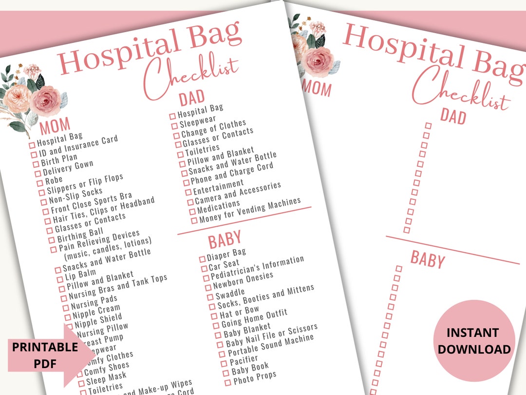 Liste de contrôle des sacs d'hôpital, liste de contrôle du travail