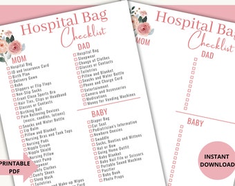 Hospital Bag Checklist, Labor and Delivery Checklist, Editable Checklist, Maternity Bag, Birth Bag, Dad Hospital Bag, Labor Bag