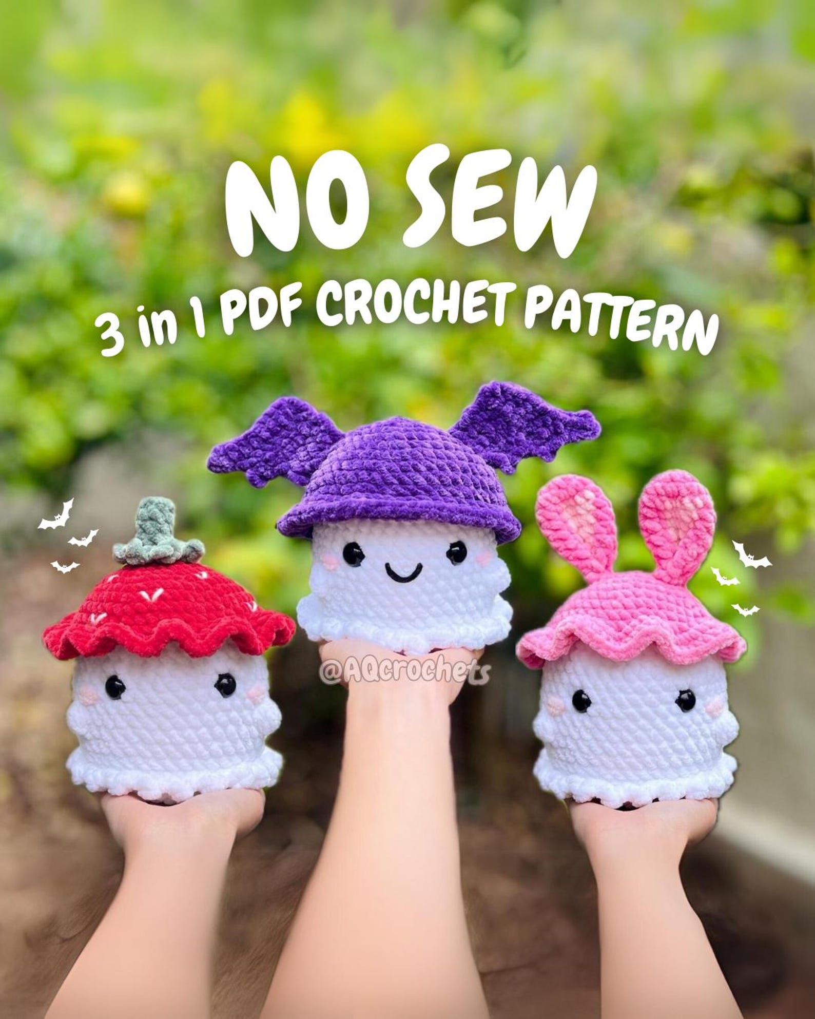 Low Sew Ghosts Wearing Hats 4 in 1 PDF PATTERN - Series 2 (no Sew Ghost ...