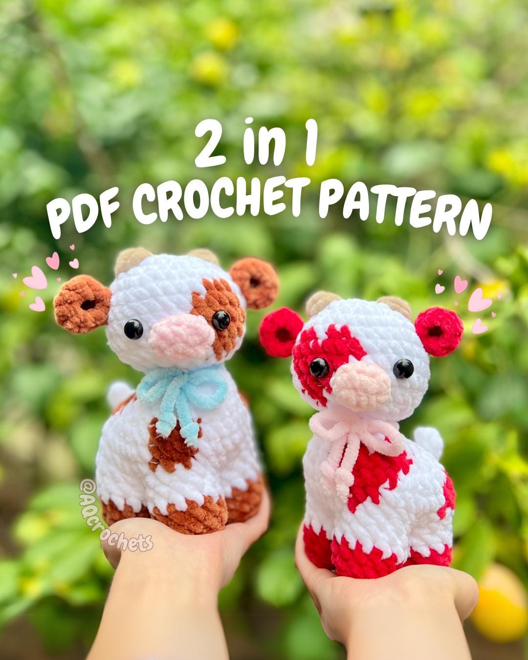 Standing Cows Crochet Pattern (2 in 1 Crochet Cow Pattern, Amigurumi ...