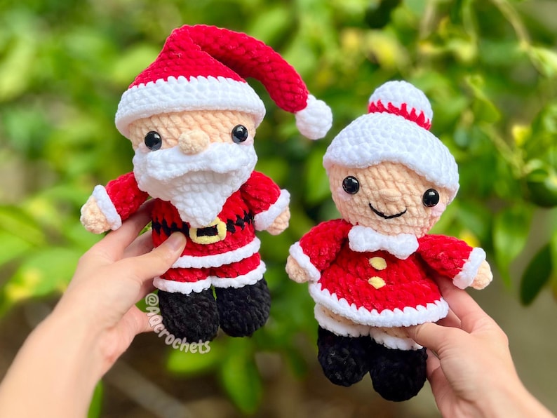 santa crochet pattern, christmas crochet pattern, holiday crochet pattern, christmas plush, crochet santa, crochet christmas pattern, cute christmas, xmas crochet pattern, crochet xmas, mrs. claus crochet pattern, amigurumi santa