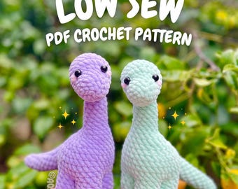 Low Sew Long Neck Dino Crochet Pattern (dinosaur crochet pattern, amigurumi dinosaur pattern, brontosaurus pattern, crochet dino pattern)
