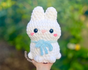 Handmade Jumbo White Bunny Crochet Plushie, Amigurumi Bunny Plush, Bunny Crochet Stuffed Animal, Crochet Bunny Plush  - ready to ship!