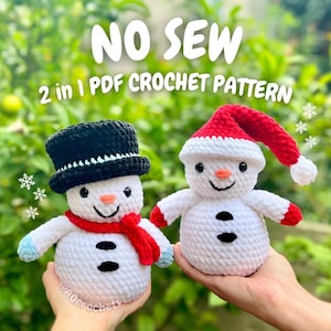 No Sew Snowman 2 in 1 PDF PATTERN (snowman crochet pattern, christmas crochet pattern, holiday crochet pattern, no sew crochet pattern)