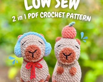 Low Sew Capybara Crochet Pattern (capybara crochet pattern, cute animal pattern, amigurumi capybara pattern, low sew crochet pattern)