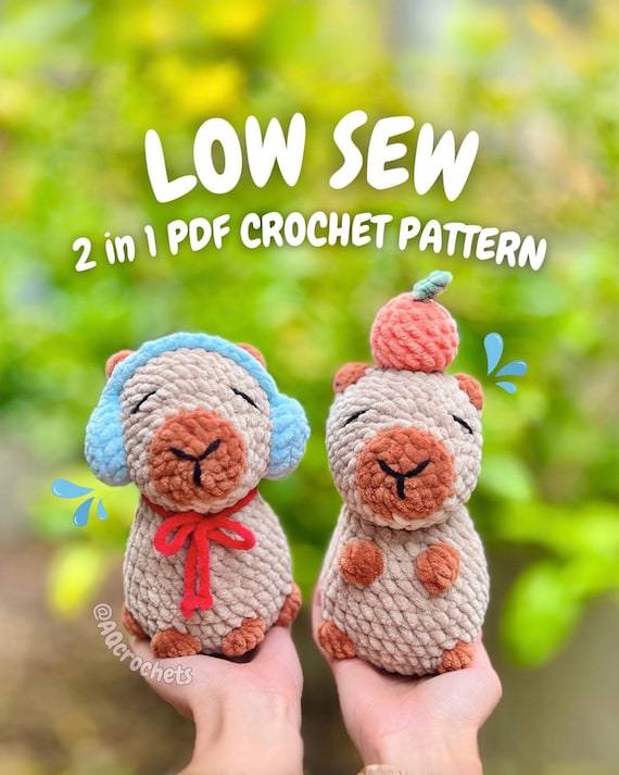 Low Sew Capybara Crochet Pattern (capybara crochet pattern, cute animal pattern, amigurumi capybara pattern, low sew crochet pattern)