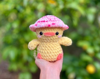 Handmade Duck Wearing Hat Crochet Plush, Crochet Duck Stuffed Animal, Crochet Duck, Amigurumi Duck, Cute Crochet Baby Duck- ready to ship!