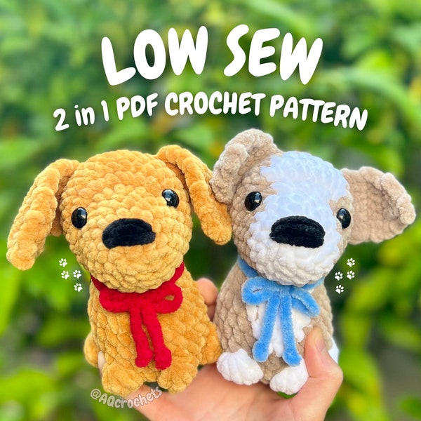 PATRÓN PDF Cachorros Sentados a Crochet 2 en 1 (patrón crochet cachorro, patrón perro crochet, patrón golden retriever crochet)